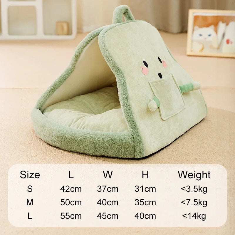 Warm Winter Cat Tent Bed